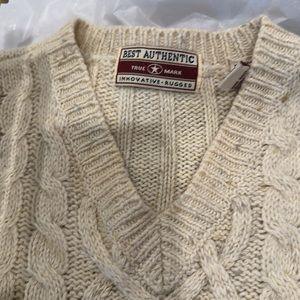 True Mark V-Neck Cable Knit Sweater